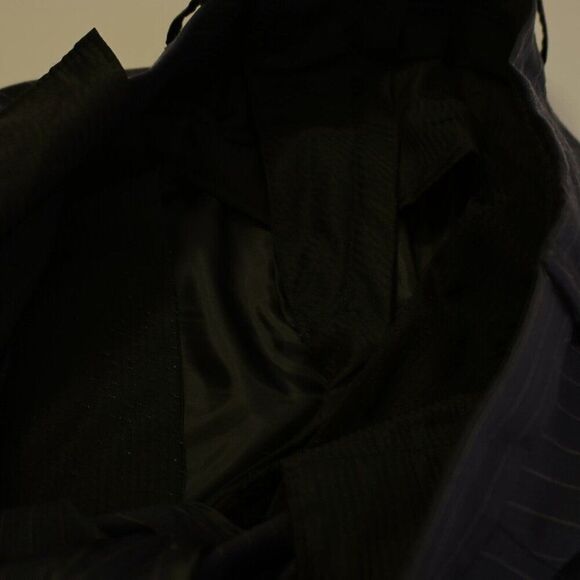 Stafford Super 100s Wool Blue Striped 2 Piece Suit 44R 37/33 Flat Front High Ris - Picture 3 of 16